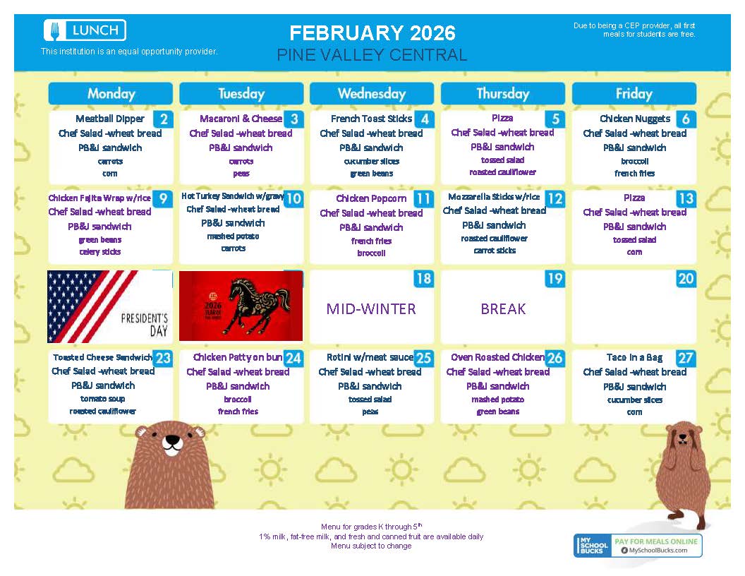 February 2026 Lunch K-6